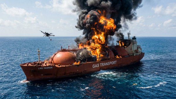 Američki tanker za gas pogođen u egipatskoj luci Damijeta na Sredozemnom moru Američki tanker za gas pogođen u egipatskoj luci Damijeta na Sredozemnom moru