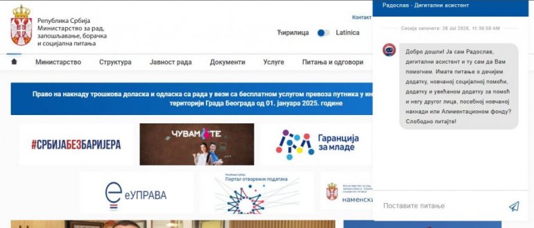 ŠTA SVE MOŽETE DA PITATE RADOSLAVA? Digitalni asistent dostupan građanima 24 sata