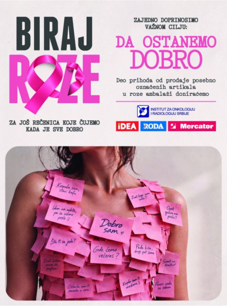 IDEA marketi kroz Biraj roze deo prihoda usmeravaju Institutu za onkologiju i radiologiju Srbije